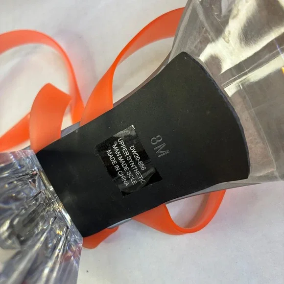 Dolls Kill Darker Wavs Coral Orange Clear Platform Sandals DW20-656 Womens 8M - Picture 8 of 16